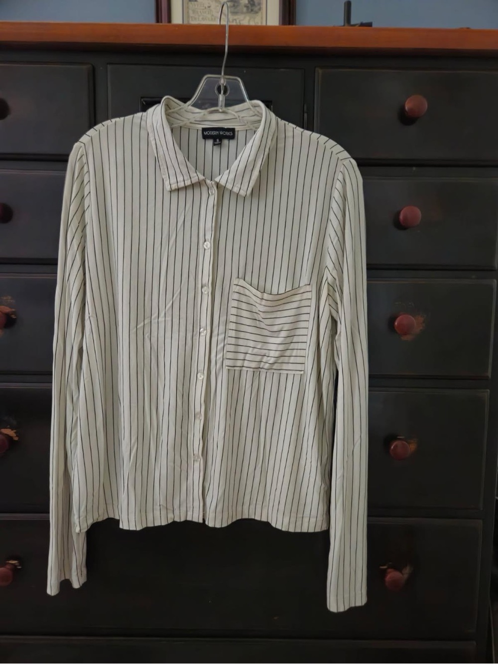 Women’s Modern Works rayon knit button up shirt. Gently worn